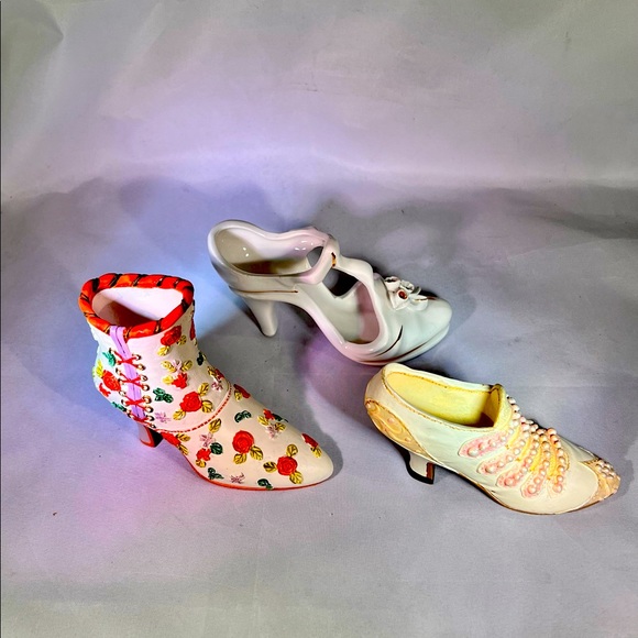 Miniature Collectable Porcelain Shoes Vintage Signed - Picture 13 of 14